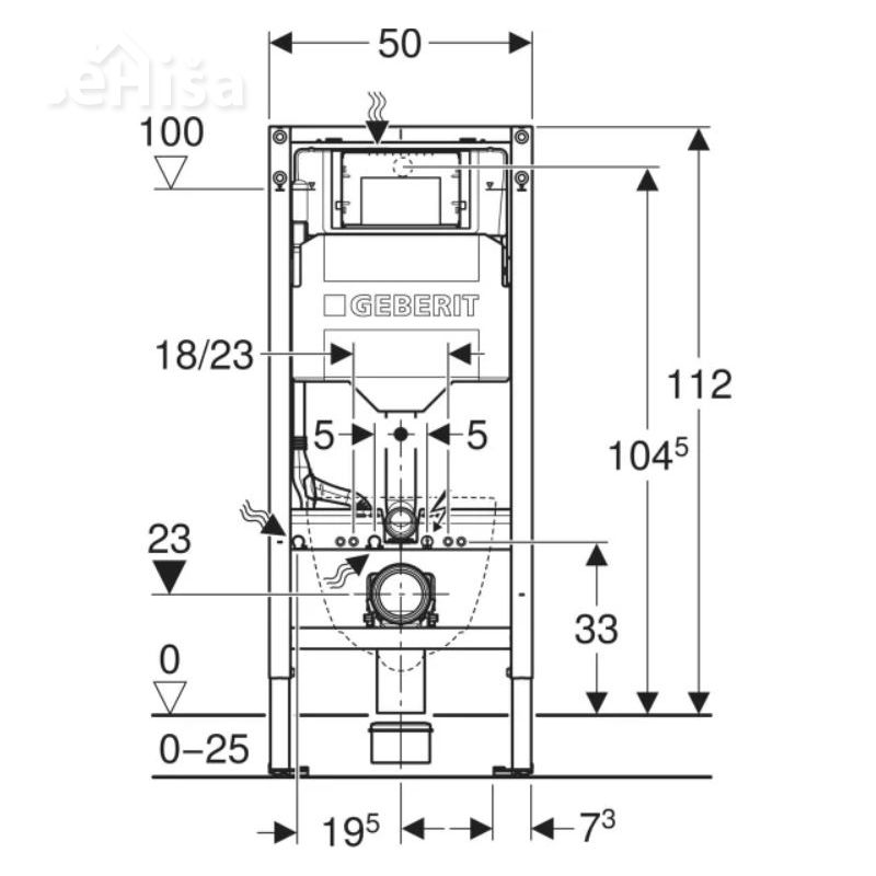 Podometni splakovalnik za visečo WC školjko DUOFIX H=112 cm tipke Sigma GEBERIT 111.311.00.6
