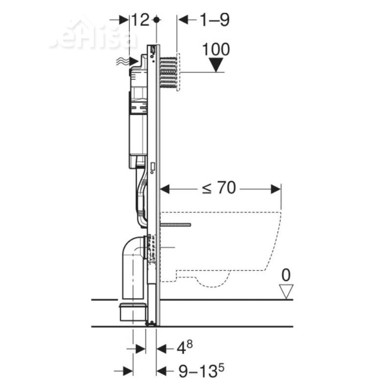 Podometni splakovalnik za visečo WC školjko DUOFIX H=112 cm tipke Sigma GEBERIT 111.311.00.6
