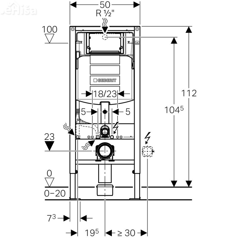 Podometni splakovalnik za visečo WC školjko Duofix UP320 H=112 cm tipke Sigma GEBERIT 111.311.00.5