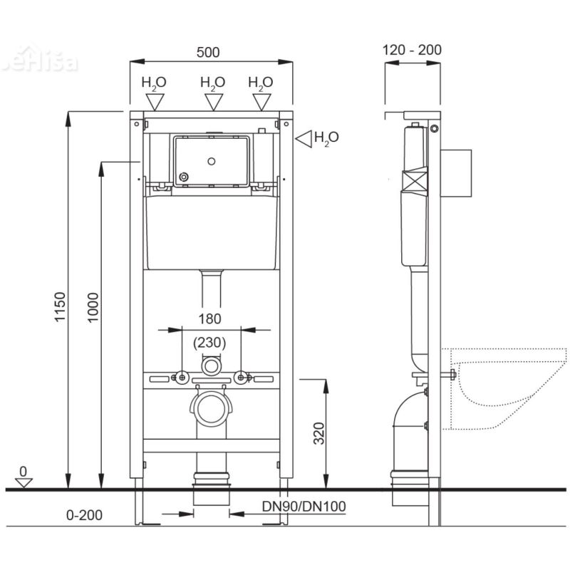 Podometni suhomontažni splakovalnik za visečo LIV-FIX WC školjko 7522 LIV 674512
