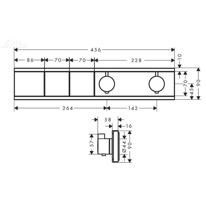 Pokrivna plošča za prho 2 jet Rainselect črna mat HANSGROHE 15380670
