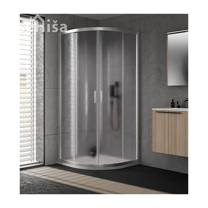 Polkrožna tuš kabina VENUS UNI R 80-UNI S/2 chinchilla 80x80 cm silver profil KOLPA SAN 660410
