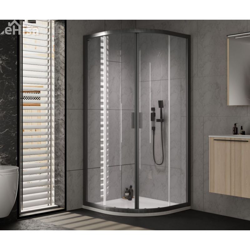 Polkrožna tuš kabina VENUS UNI R 80-UNI B/1 80x80 cm črni profil KOLPA SAN 661160
