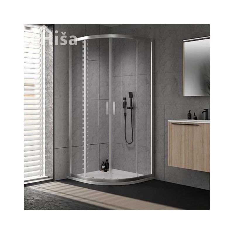 Polkrožna tuš kabina VENUS UNI R 90-UNI S/1 90x90 cm sivi profil KOLPA SAN 660510
