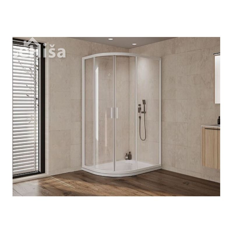 Polkrožna tuš kabina VENUS UNI R 120x90-UNI WH/1 beli profil 120x90 cm KOLPA SAN 660540