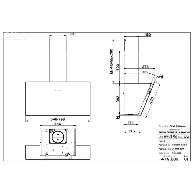 Poševna stenska kuhinjska napa TWEET EV8 LED WH A80 FABER 7612985476171
