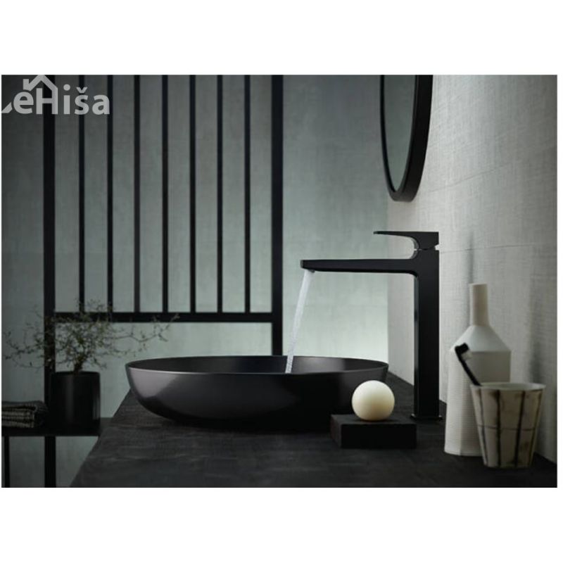 Povišana enoročna umivalniška armatura Metropol črna mat HANSGROHE 32512670
