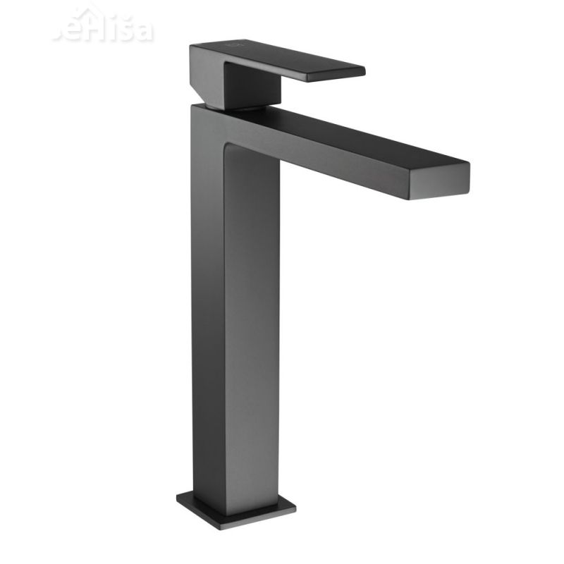 Povišana enoročna umivalniška armatura SQ q12B black UNITAS 00058B