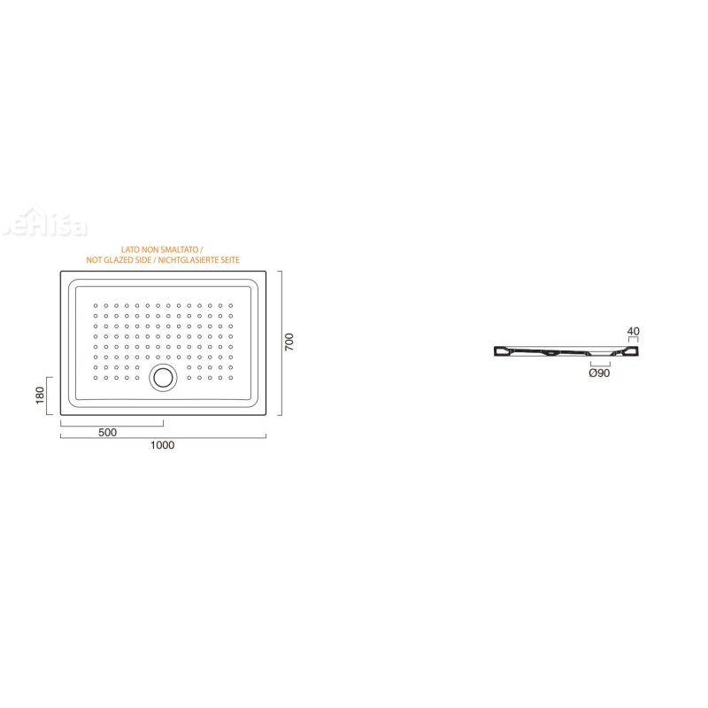 Pravokotna tuš kad 100x70 CATALANO 110070H400
