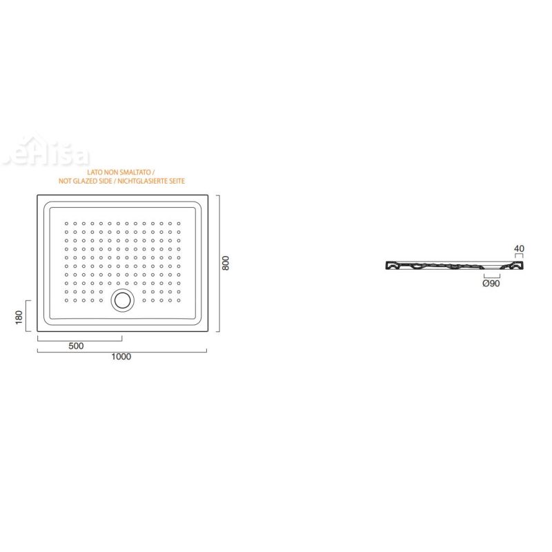 Pravokotna tuš kad 100x80 CATALANO 110080H400
