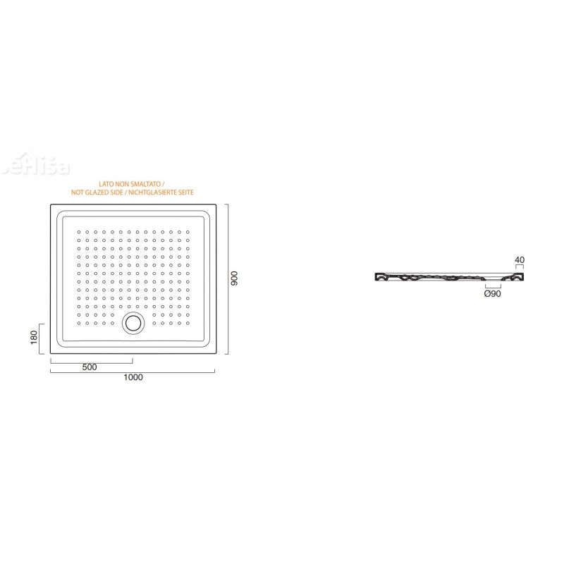 Pravokotna tuš kad 100x90 CATALANO 110090H400
