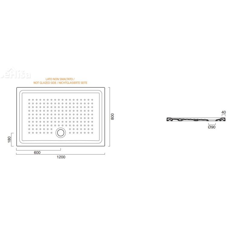 Pravokotna tuš kad 120x80 CATALANO 112080H400

