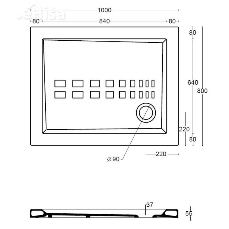 Pravokotna tuš kad Althea Slim 100x80 cm
