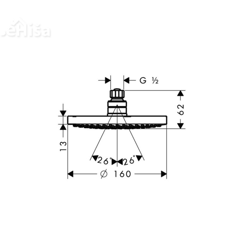 Pršna glava Croma 160 krom HANSGROHE 27450000
