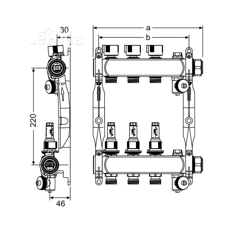 Razdelilec za talno gretje sestavljen TOP 4 veje TECE 77310004