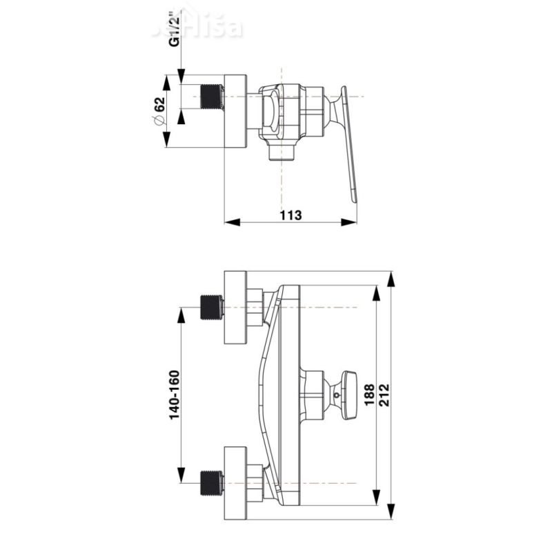 Stenska armatura za prho ZEN u40B črna UNITAS 00430B
