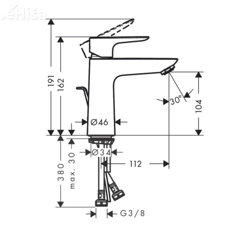Stenska armatura za umivalnik z izlivom Talis E črna mat HANSGROHE 71734670
