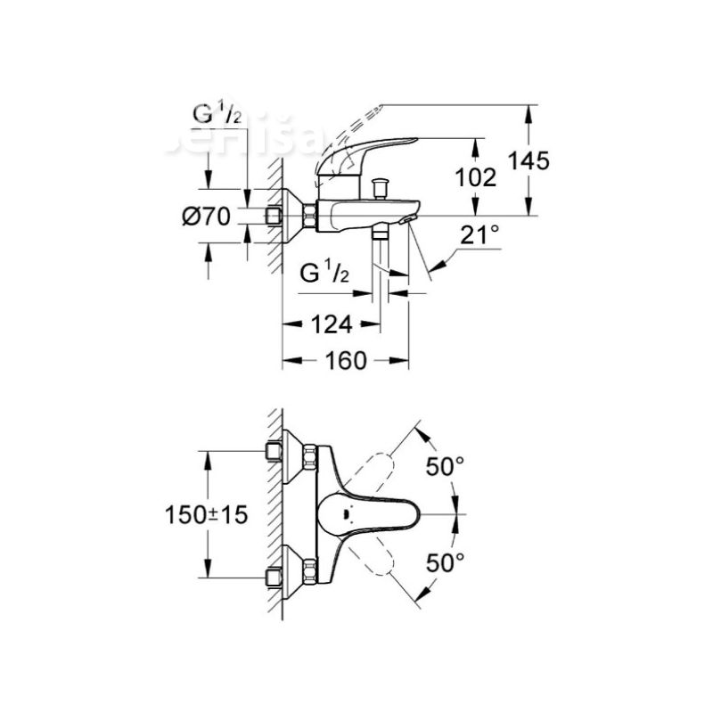 Stenska enoročna armatura za kopalno kad Euroeco GROHE 32743000
