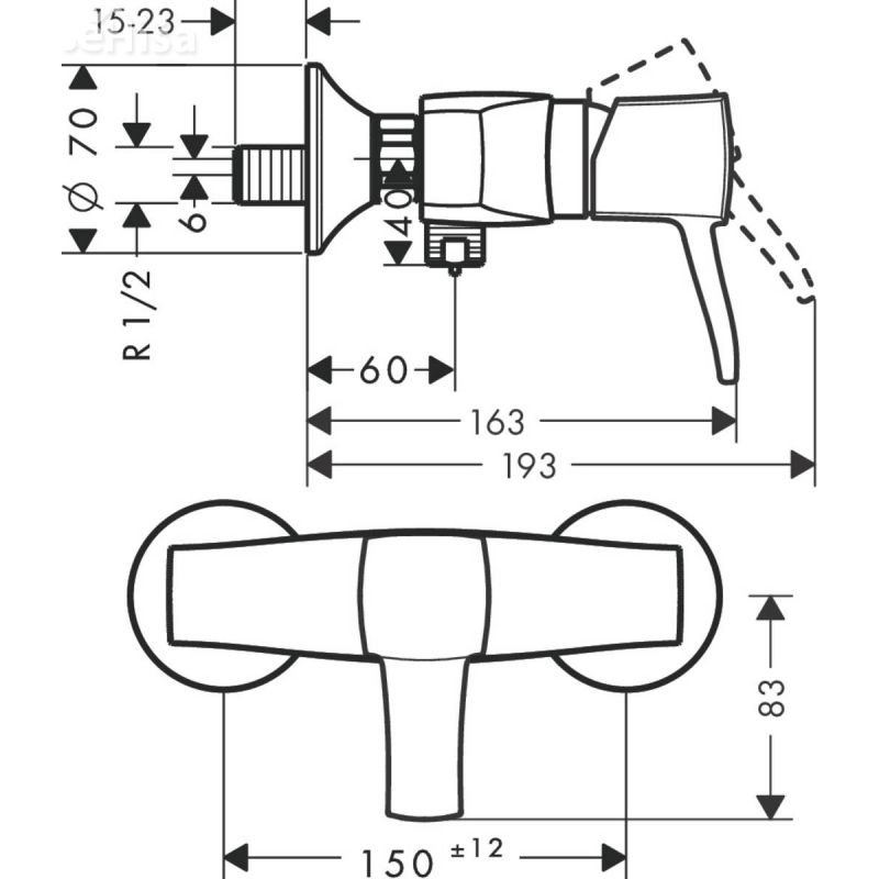 Stenska enoročna armatura za tuš Metropol Classic krom HANSGROHE 31360000
