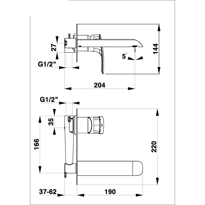 Stenska enoročna podometna armatura za umivalnik Elite e80B UNITAS 00080B