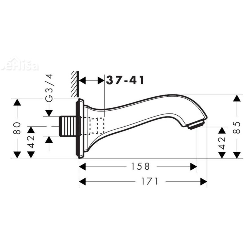 Stenski izliv za kopalno kad Metris Classic 15,9 cm krom HANSGROHE 13425000
