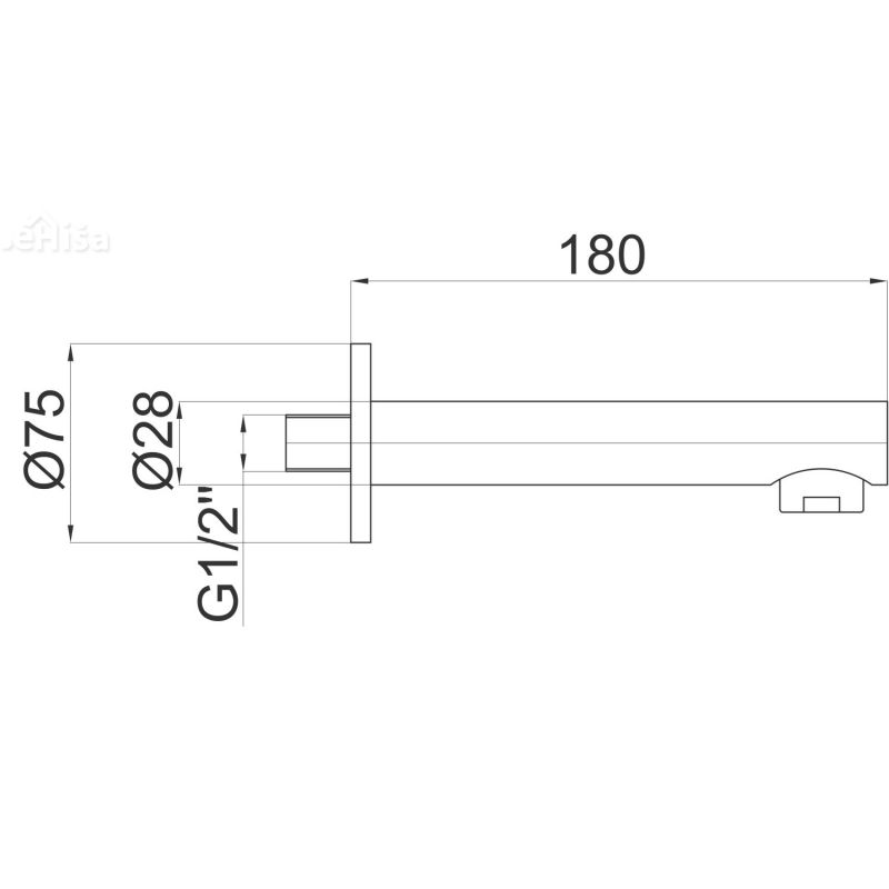Stenski izliv za kopalno kad Pure 18 cm UNITAS 12202
