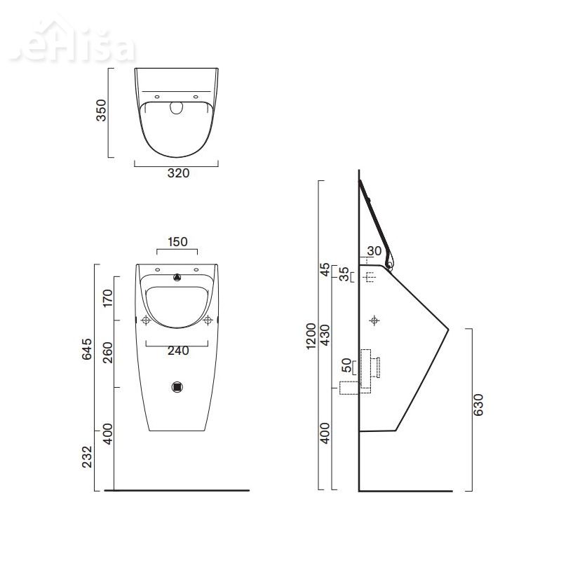 Stenski pisoar Comfort 64 35x32 CATALANO 0932640001
