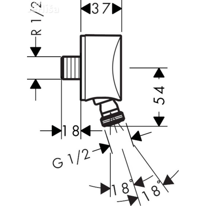 Stenski priključek FixFit S z nepovratnim ventilom in zglobom krom HANSGROHE 27506000
