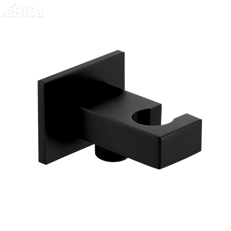 Stenski priključek z držalom za tuš ročko SQ črna UNITAS 12213B
