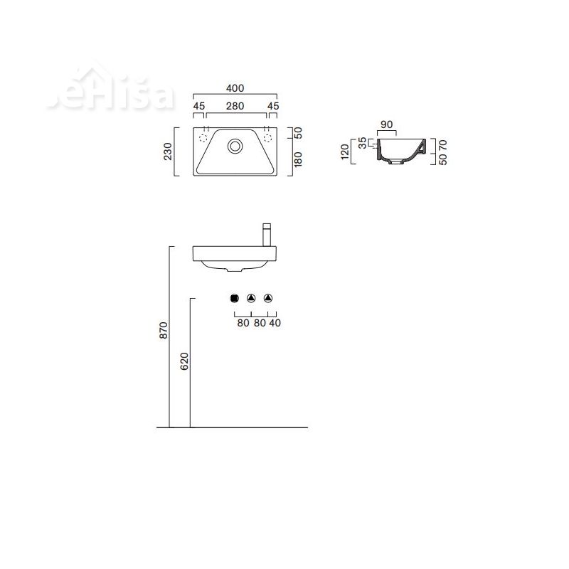 Stenski umivalnik Comfort 40x23 CATALANO 0920410001
