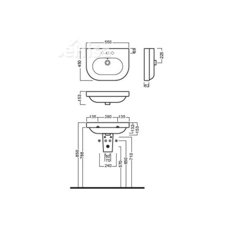 Stenski umivalnik Daytime 55x45 cm HATRIA YXBL01
