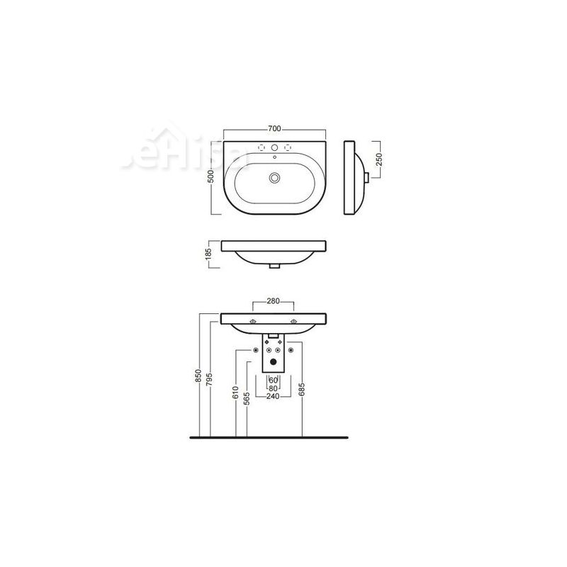 Stenski umivalnik Daytime 70x50 cm HATRIA Y0YV01
