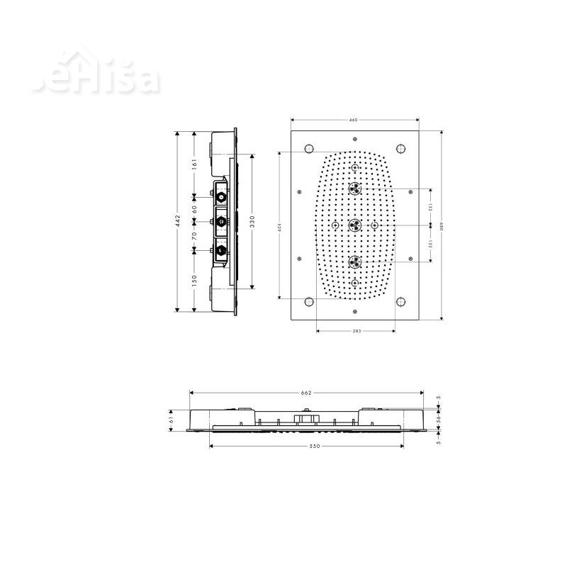 Stropna vgradna prha nadglavna prhaRaindance Rainmaker 680/460 HANSGROHE 28418000
