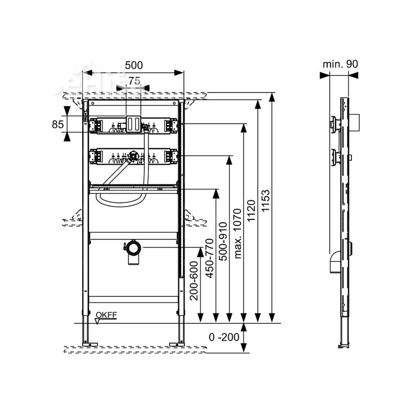 Suhomontažni podometni modul za pisoar TeceProfil TECE 9320008
