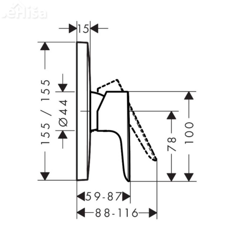 Termostatska armatura za tuš Ecostat črna mat HANSGROHE 71765670
