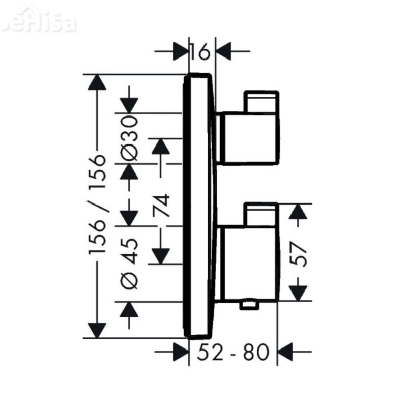Termostatska pokrivna plošča za prho Ecostat Square s preklopom črna mat HANSGROHE 15714670
