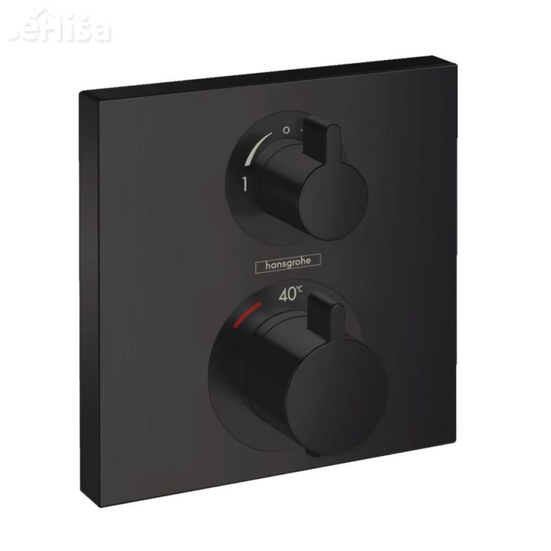 Termostatska pokrivna plošča za prho Ecostat Square s preklopom črna mat HANSGROHE 15714670
