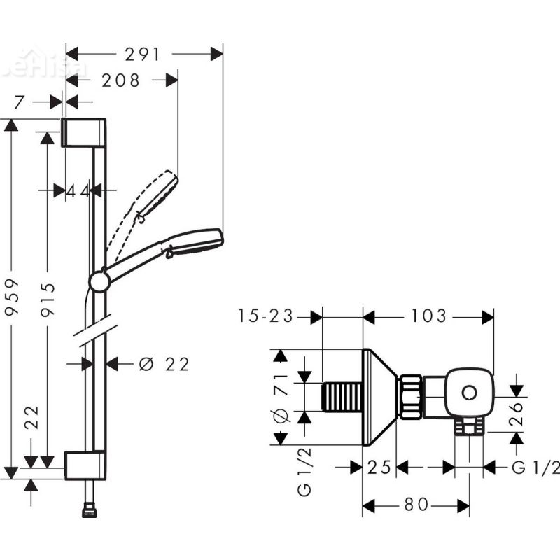 Termostatski stenski tuš komplet Crometta 100 90 cm bela-krom HANSGROHE 27031400
