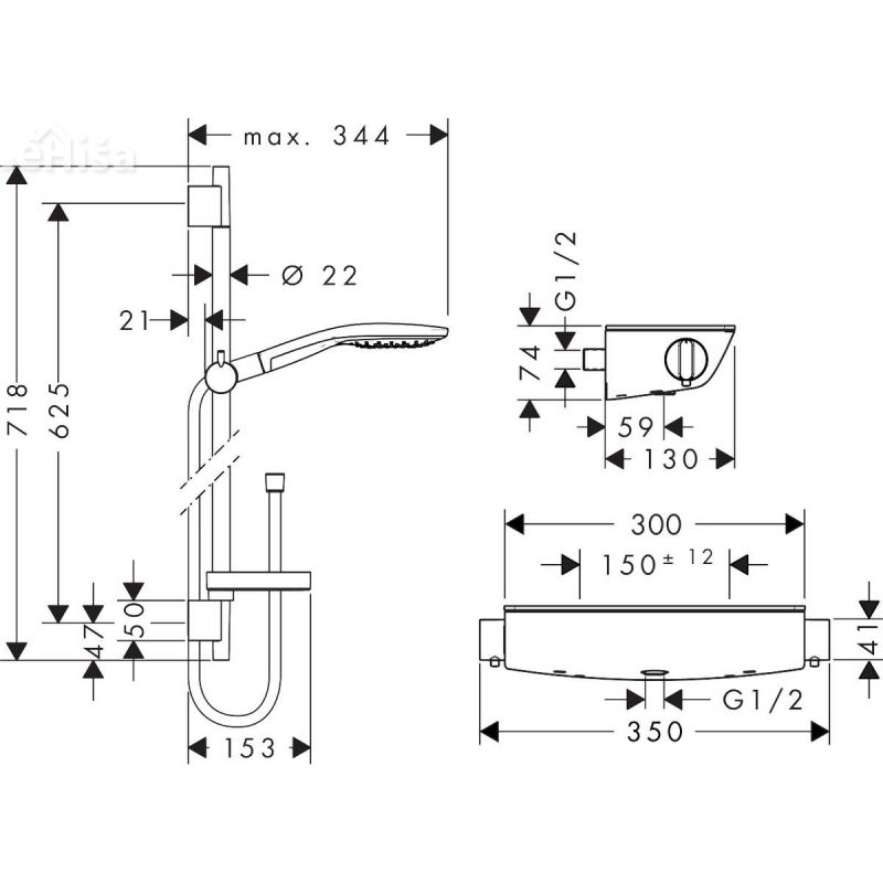 Termostatski tuš komplet Raindance Select S 150 krom HANSGROHE 27036000

