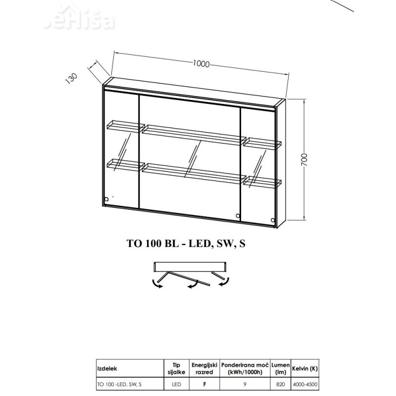 Toaletna omarica Joy TO 100 BL -LED s svetilko in vtičnico KOLPA SAN 528870

