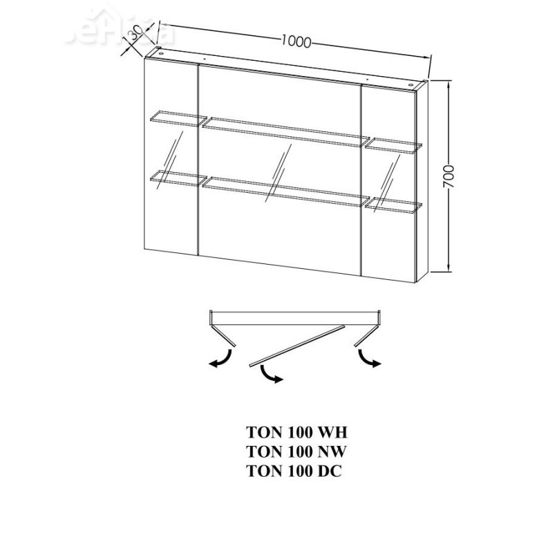 Toaletna omarica TON 100 NAOMI 1000x700x130 KOLPA-SAN
