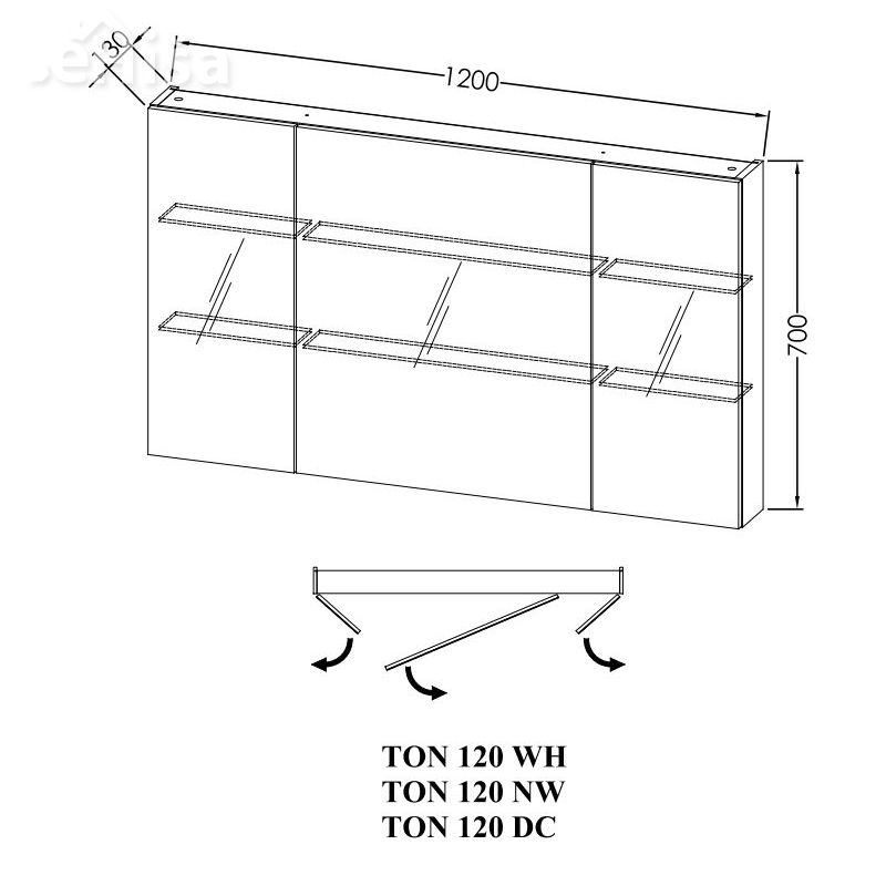 Toaletna omarica TON 120 NAOMI 1200x700x130 KOLPA-SAN
