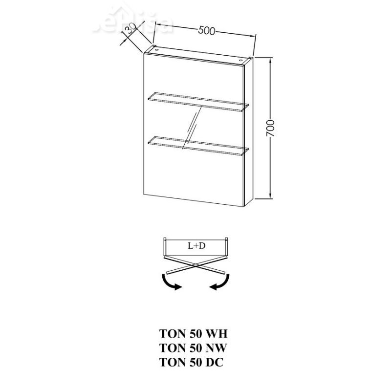Toaletna omarica TON 50 NAOMI 500x700x130 KOLPA-SAN
