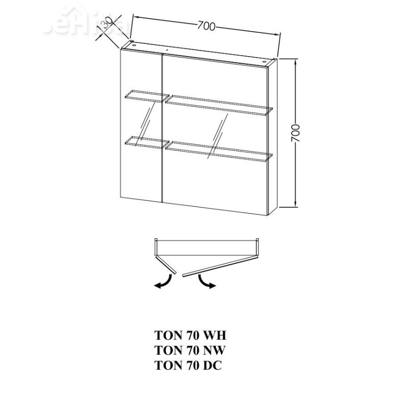 Toaletna omarica TON 70 NAOMI 700x700x130 KOLPA-SAN
