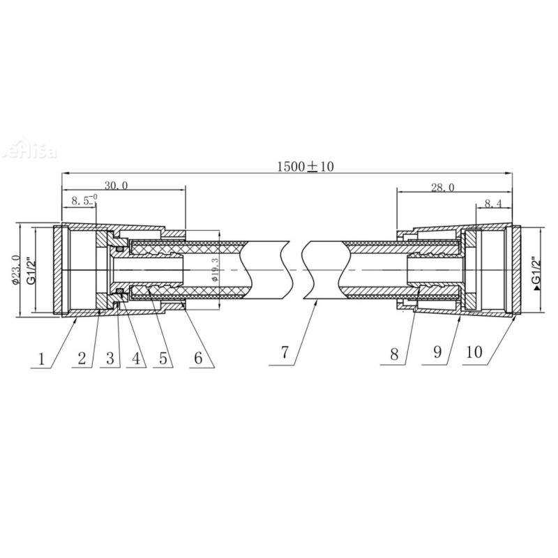 Tuš cev 150 cm črna UNITAS 12005B

