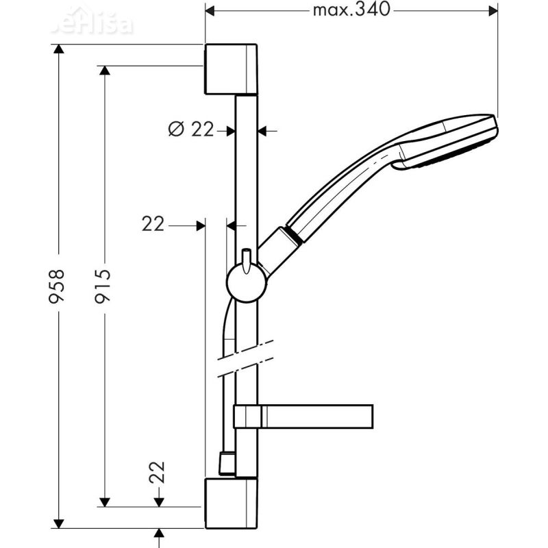 Tuš komplet z ročko in nosilcem Croma 100 brez armature krom HANSGROHE 27774000
