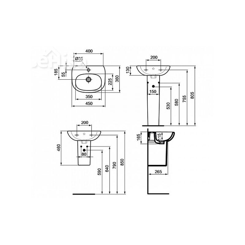 Umivalnik TESI 45 IDEAL STANDARD T009501
