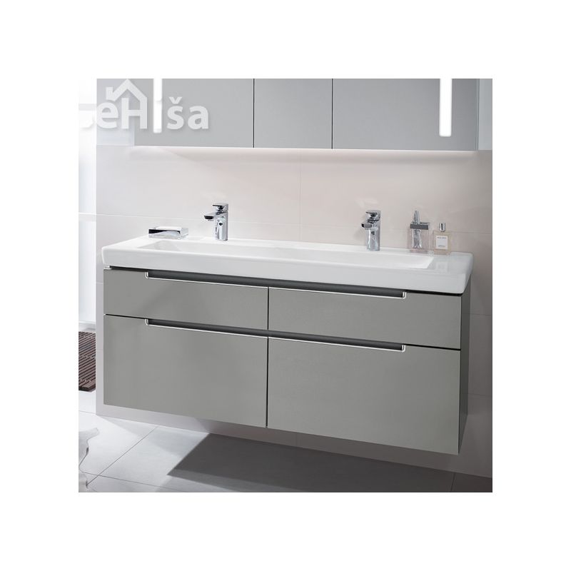 Umivalnik z dvema luknjama za dve armaturi brez preliva SUBWAY 2.0 VANITY 130x47 cm VILLEROY & BOCH