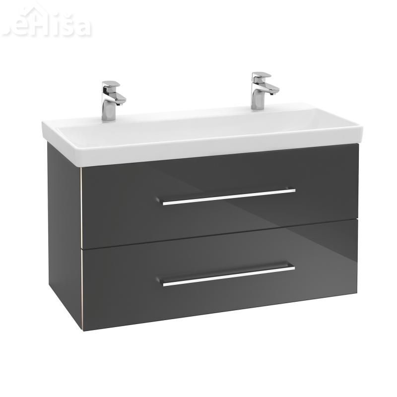 Umivalnik za dve armaturi brez preliva AVENTO 100x47 cm white alpin VILLEROY & BOCH
