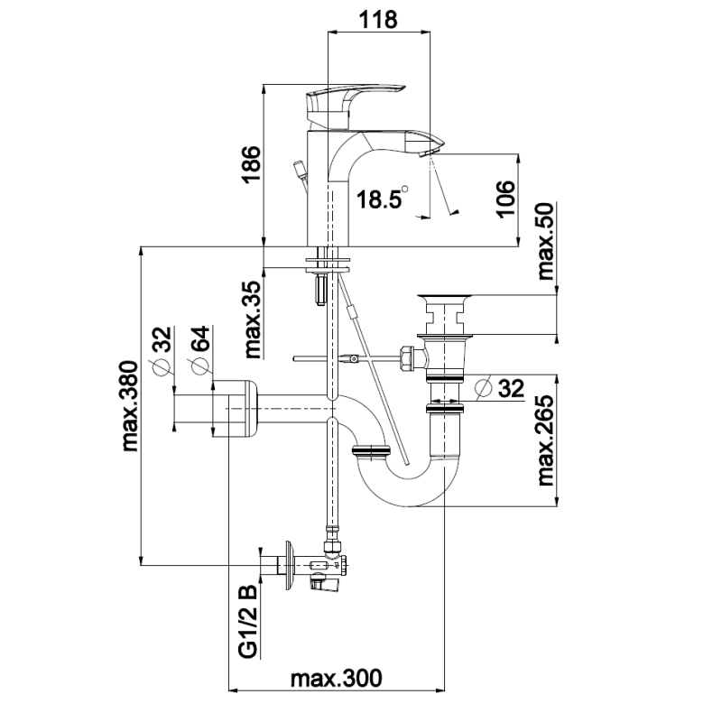 Umivalniška enoročna armatura Elite e10 komplet UNITAS 00085
